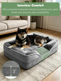 Spotted Play Orthopedic Dog Bed with Sides - Dog Sofa Beds for Medium Dogs, Supportive Foam Pet Couch Bed with Washable Removable Cover, Waterproof Lining and Non-Slip Bottom, Grey - M