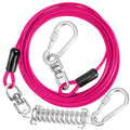 jenico Dog Tie Out Cable, 10/15/20/30/40/50/70/100/150FT Runner Cable with Swivel Hook and Shock Spring, Dog Leash Run Tether for Yard Outdoor and Camping,for Small to Medium Pets Up to 500 LBS
