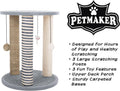 Cat Scratching Post - 3 Scratcher Posts with Carpeted Scratch Pad Base and Perch - Furniture Scratching Deterrent for In