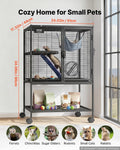 VEVOR Metal Small Animal Cage 34.06"H 2-Tier Rolling Ferret Cage On Wheels, 0.55" Wire Spacing Large Cages with Ramp, Tr