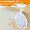 LANERmooos Cat Desk Bed, Cat Perch for Home Office, 360°Rotating & Adjustable Shelf, Removable Comfortable Soft Pet Nest Bed, Modern Unique Kitten Furniture Attachment for Game Tables (Grey)