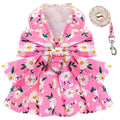 BAEJMJK Dog Dress Bowknot Harness Leash Set for Small Dogs Cats Daisy Floral Girl Dog Dresses Cute Puppy Princess Clothes Pet Doggy Outfits Spring Summer Breathable Dresses(Pink,Small)