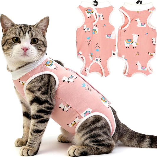 Hpetppy Cat Recovery Suit for Spay Abdominal Wounds, Breathable Cat Onesie for Cats After Surgery Female, Kitten Surgica