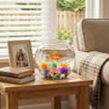 1 Gallon Clear Plastic Fish Bowl Set with 5 Artificial Plants and Stones