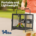 VIVOHOME 19 Inch Wrought Iron Bird Travel Carrier Cage for Parrots Conures Lovebird Cockatiel Parakeets Black