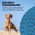 lynxking Long Dog Leash Reflective 15ft 30ft 50ft Check Cord Training Lead Padded Handle Heavy Duty Rope for Puppy Small Medium Large Dogs (Light Blue, 30ft x 3/8inch)