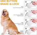 Fida Retractable Dog Leash for Small Breed up to 26 lbs, 16 ft Pet Walking Leash with Dispenser and Poop Bags, Anti-Slip Handle, Reflective Strong Nylon Tape, One-Handed Brake (S, White & Pink)