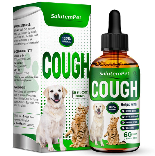 Kennel Cough Medicine for Dogs & Cats – Kennel Cough Treatment Helps with Allergies & Sneezing – Herbal Supplement with Mullein Leaf, Angelica Root, Calendula Breeds – 2 Oz