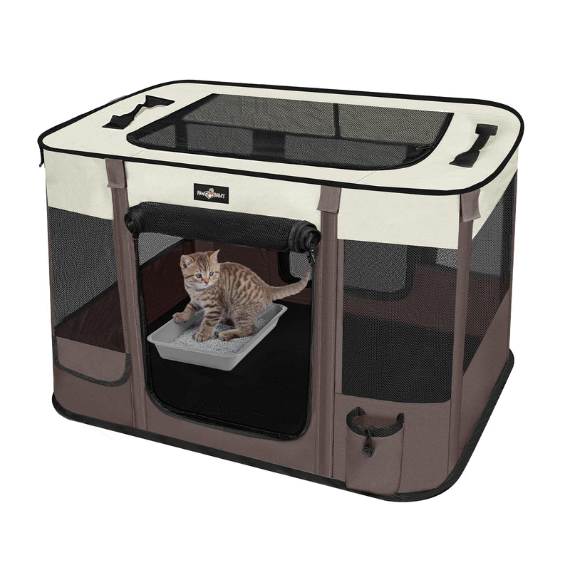 Paw Ballet Foldable Pet Kitten Playpen, Upgrade Waterproof Portable Cat Dog Playpen Kennel Tent for Small Dog Cat, Retractable Shade Cover, Indoor Outdoor Use for Small Pet.