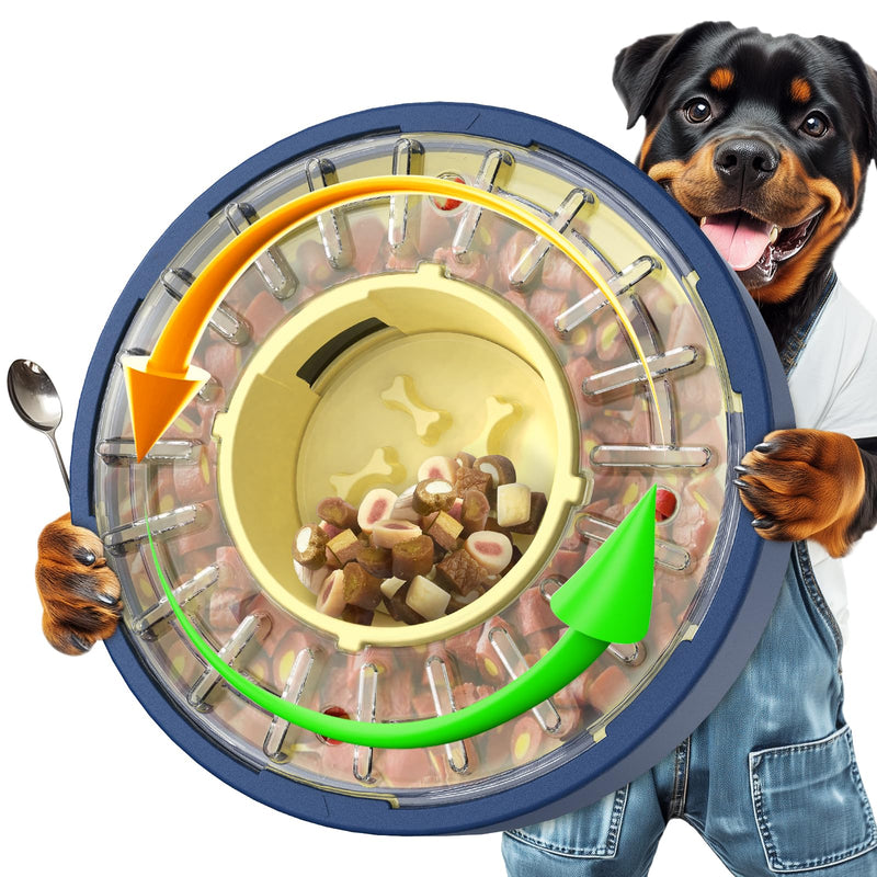 KADTC 5-60 Min Adjustable Slow Feeder Bowl for Fast Eaters, Spinning Dog Puzzle Feeder, Anti-Gulping Interactive Food Dispenser, 4-Cup Capacity, Mental Enrichment Treat Toy
