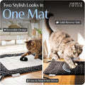 American Cat Club Reversible Crinkle Cat Mat with Mouse Toy – Black Mudcloth Pattern, Interactive Crinkle Play Mat for Cats, 18” x 13”