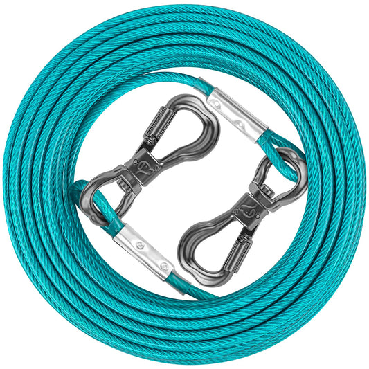 XiaZ Dog Tie Out Cable, Dog Leads for Yard 8/10/15/20/30/50 Feet, Heavy Duty Pet Runner Tether Chain Outside for Small Medium Large Dogs Up to 120 LBS (8 FT, Teal)