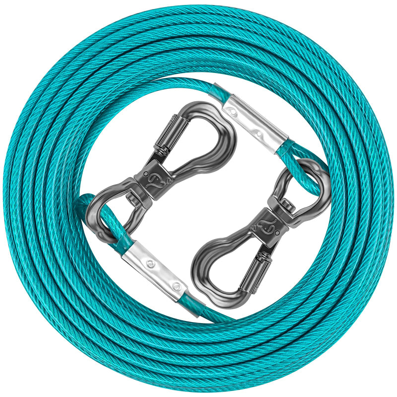 XiaZ Dog Tie Out Cable, Dog Leads for Yard 8/10/15/20/30/50 Feet, Heavy Duty Pet Runner Tether Chain Outside for Small Medium Large Dogs Up to 120 LBS (8 FT, Teal)