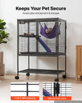 VEVOR Metal Small Animal Cage 34.06"H 2-Tier Rolling Ferret Cage On Wheels, 0.55" Wire Spacing Large Cages with Ramp, Tr