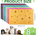 Chumia 8 Pcs Dog Towels for Drying Dogs Cats Pet Towels Bulk Puppy Microfiber Fast Drying Paw Bath Bathing Supplies Absorbent for Medium Pets(18 x 28 Inch,Dog Paw and Bone,Colorful)