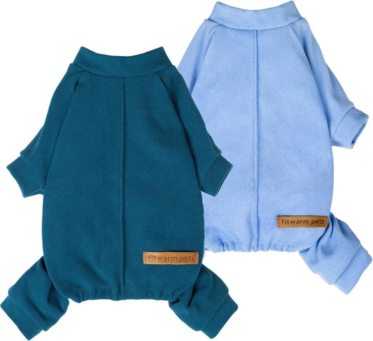 Fitwarm 2 Pack Lightweight Fleece Dog Pajamas, Warm Winter Dog Clothes for Small Dogs Boy Girl, Fuzzy Pet Onesie with Fe