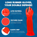 SunGrow 22" Long Rubber Gloves for Dog and Cat Bath, Grooming, Aquarium Water Changes - Keep Hands and Arms Dry with Com