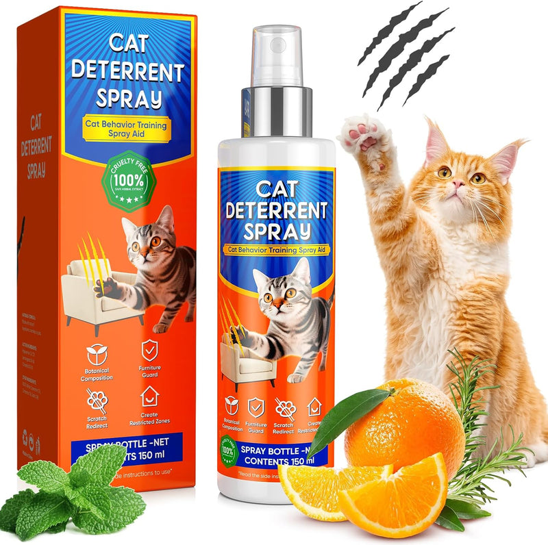Cat Deterrent Spray for Furniture Protection, Anti Scratch and Urine Marking, Plant-Based Safe Formula for Indoor & Outd