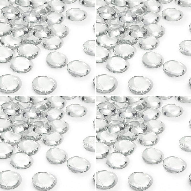 DomeStar 1LB Flat Glass Marbles, 28-30 PCS Large Glass Beads Transparent Decorative Pebbles Clear Gemstone for Crafts Va