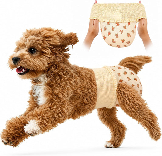 Ambreview Dog Diapers Female, Disposable Diapers for Female Dog with Stretchy Waist, Pull Up Puppy Wraps for Doggie in Heat Period Super Absorbent Leak-Proof Doggy Diaper for Dogs 10PCS (S)