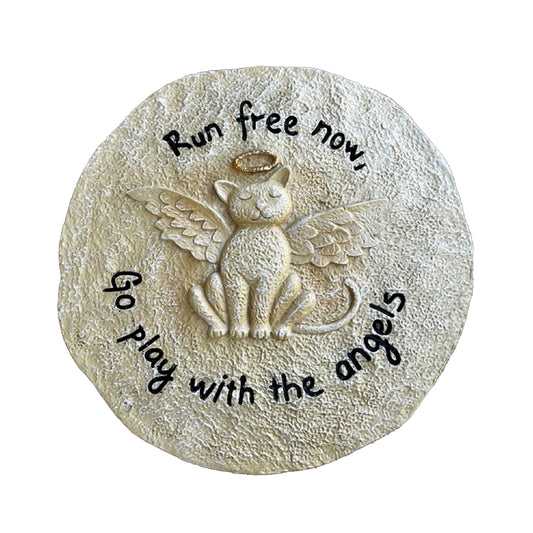 Lily's Home Pet Memorial Stone - Cat or Dog Grave Marker - Durable Waterproof Garden Memorial Stone for Indoor and Outdoor Use - Sympathy Gift for Pet Loss - Kitty Angel