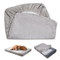 Sunsleek Dog Bed Covers Replacement Washable, Waterproof Dog Sofa Cover Ultra Soft Plush, Quilted, Pet Bed Cover for Cat, Cover Only (Grey, 35.0" L x 23.0" W x 6.5" Th)
