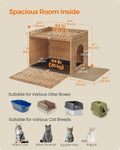 Feandrea Cat Litter Box Enclosure, Handwoven Rattan End Table, Extra Mat