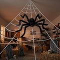 Land Guard 236'' Big Spider Web Halloween Decor+70'' Huge Spider for Roof with Triangular Big Web for on House Outside a