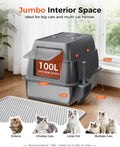 GTPLAYER XXL Stainless Steel Cat Litter Box with Lid, High Sided Enclosed Cat Litter Box, Activated Carbon Odor Control,