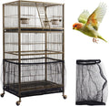 Bird Cage Cover,Bird Cage Seed Catcher,Durable Airy Nylon Mesh Net, Adjustable Birdcage Cover Skirt Seed Guard for Parro