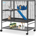 HABUTWAY 40''H Large Metal Rolling Ferrets Cage, 2-Tiers Small Animal Cages, Cage for Rats/Chinchillas, 0.5'' Bar Spacin