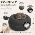 Felt Cat Tunnel for Large Indoor Cats, 24" x 24" x 12" Peekaboo Cave Bed