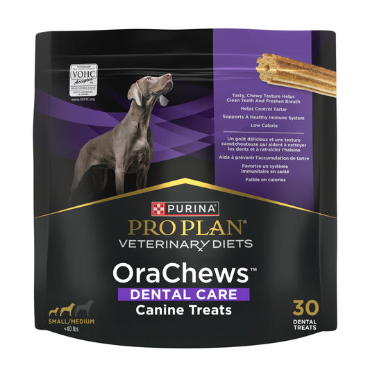 Purina Pro Plan Veterinary Diets OraChews - Small and Medium Breed Dental Chews for Dogs – 30 Treats