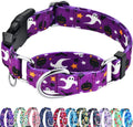 Halloween Martingale Collar for Dogs with Buckle Adjustable Holiday Dog Collars (Purple Ghost, Small)
