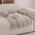 Calming Dog Couch Bed Mats with Neck and Head Support, Fluffy Plush Pet Sofa Cover for Small Medium Dogs and Cats, Non-S