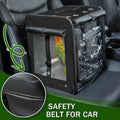 Suertree Bird Carrier with Seat Belt for Car Travel, Bird Backpack Carrier with Indestructible Stainless Steel Mesh, Large Bird Carrier Travel Cage, Black