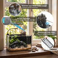 2.8 Gallon Small Glass Fish Tank, Desktop Nano Aquarium Starter Kit with Clip-on LED Light and Waterfall Filter Pump for