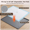 Dog Pee Pad Holder & Cat Litter Mat, L 34'' × 28'', Waterproof Floor Silicone Mat for Pets, Easy to Clean, Soft on Paws 
