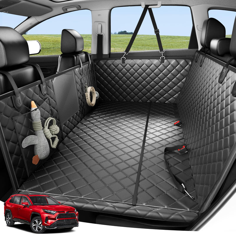 Zanch Heavy-Duty Dog Car Seat Cover, Flat Solid Back Seat Extender for Multi Large Dogs, Hard Bottom Supports 450 lb, Waterproof Scratchproof Hammock Protector, Standard for Cars, SUV, Trucks, Black