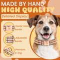 Elegant little tail Fall Dog Collar, Autumn Pet Collar Durable Yellow Plaid Dog Collars Male or Female Holiday Pet Gift 