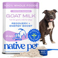 Native Pet Goat Milk Powder - Dog Food Topper for Active Dogs - Post-Activity Recovery, Energy, Immune Support, Hydration & Bone Health - Whole Goat Milk with MCTs & Essential Minerals - 60 Scoops