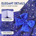 ASENKU Dog Dress Pet Wedding Dress Princess 4th of July Lace Puppy Birthday Party Outfit Formal Apparel Girl for Small Medium Dogs Cats (Medium, Navy Star)