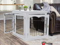 BIRDROCK HOME Decorative Dog Kennel with Pet Bed - Small Indoor Pet Crate, Double Door Design, Engineered Wood & Metal W