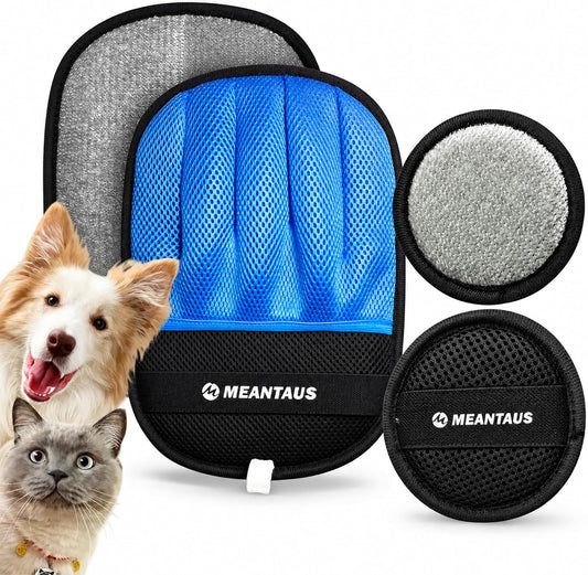 Pet Hair Remover Glove with Self-Cleaning Pad, Reusable Electrostatic Hair Removal Tool for Dogs & Cats, Removes Fur from Couch, Furniture, Clothing, Bedding &