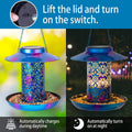 Ottsuls Solar Bird Feeder for Outdoors Hanging, Metal Wild Cardinals Garden Lantern with S Hook, Weatherproof and Water Resistant Birdfeeders as Gift Idea for Women Mom Grandma Bird Lovers (Blue)