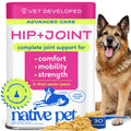 Native Pet Hip and Joint Supplement Dogs - Powder with UC-II Collagen and HMB - Senior and Large Breed Dog Joint Support - Made in USA - 30 Scoops