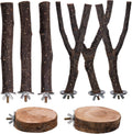 8PCS Bird Perches Set Natural Apple Wood Bird Cage Accessories Wooden Parrot Stand Hardwood Branches for Parakeets, Budg