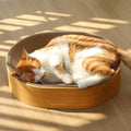 FUKUMARU Cardboard Cat Scratcher Bed, 2-in-1 Oval Cat Scratch Pad, Cats Scratching Board Lounge Bed Indoor, Durable Modern Kitty Scratcher Bowl, Cats Scratch Furniture Protector, Wood Color