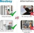 Neobay Cat Door Latch with Stabilizer, 7 Sizes Adjustable Cat Door Holder Latch, Keeps Dog Out of Litter Box, No-Drill & Portable for Interior Doors, White, 2 Packs