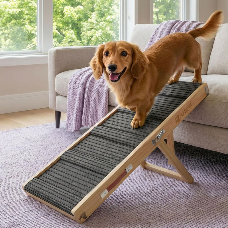 Artpet Dog Ramp for Small Dogs for Couch & Bed, Dachshund Joint Care Ramp,Foldable, Anti-Slip, Portable, Height Adjustable, Supports Up to 35 lbs